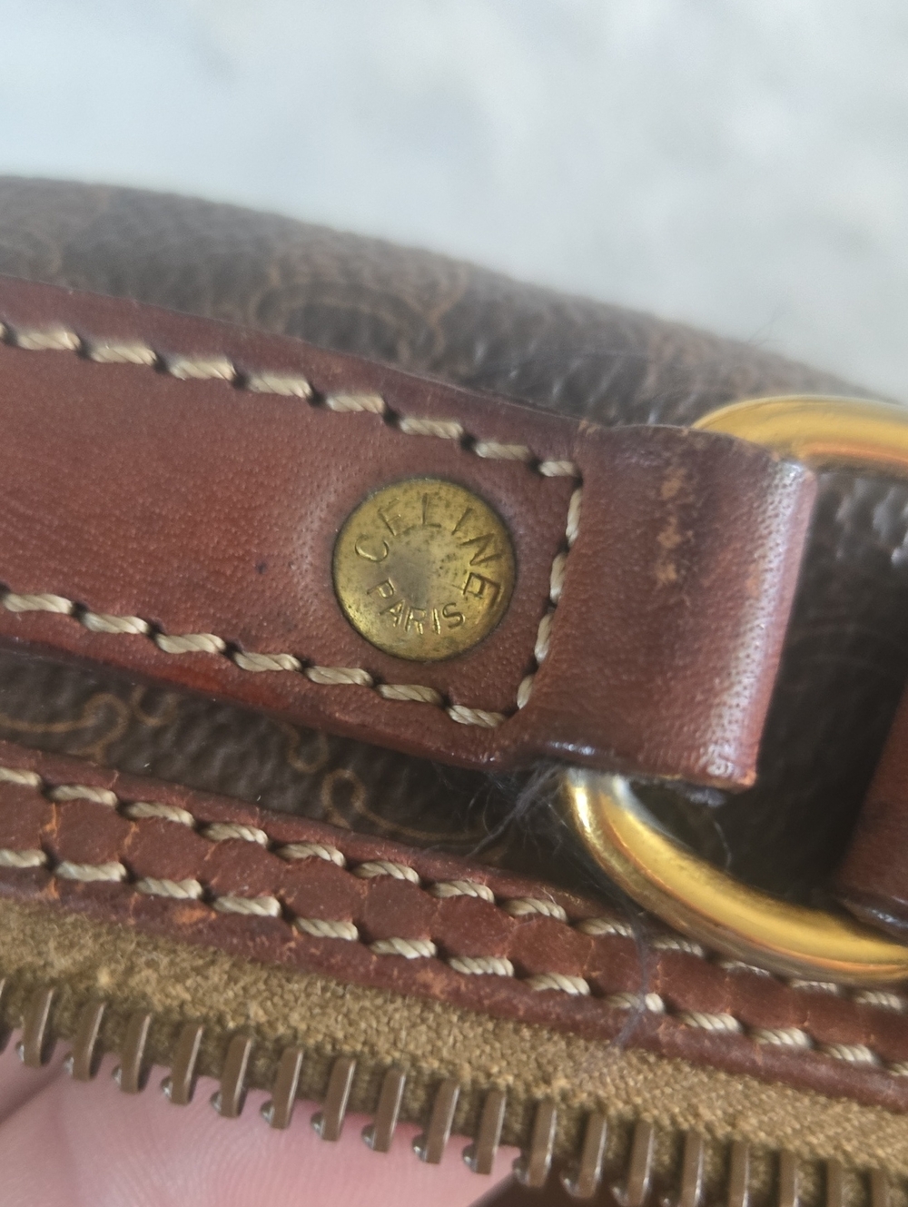 Celine Brown Monogram Crossbody Messenger Bag Euc Like New - Picture 15 of 15